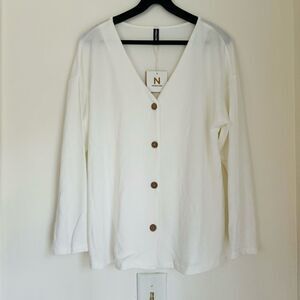 NORACORA White Button Down Cardigan Size Large
